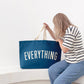 Ocean Blue Really Big Bag with ‘Everything’ Text on a White Background