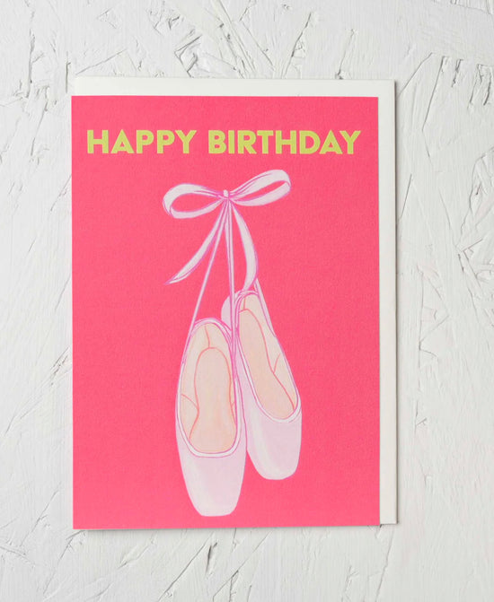 Greeting Card - ‘Happy Birthday Ballet Pumps’ by Stengun Drawings