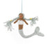 Mermaid ornament with gray hair and tail on a white background