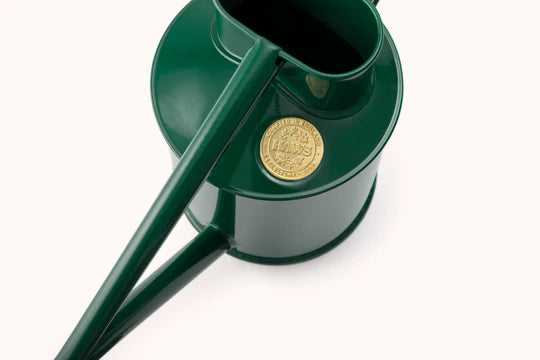 Haws Fazeley Flow Two Pint Haws Green watering can in front of a white background