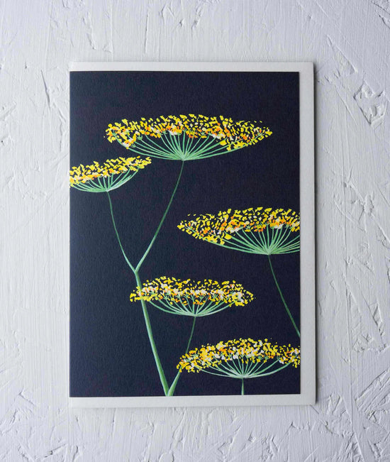 Greeting Card - ‘Fennel on Navy’ by Stengun Drawings