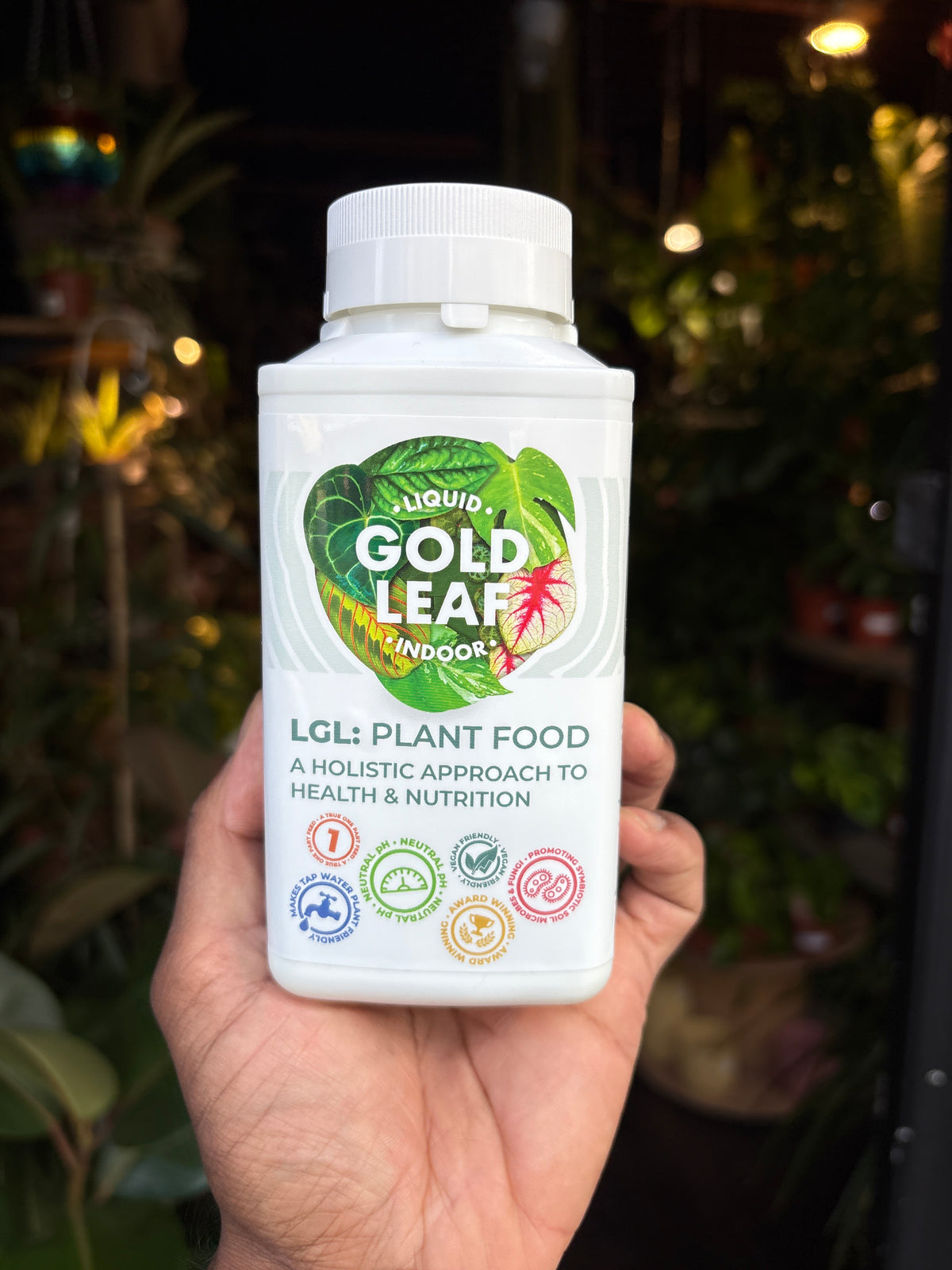 Plant food called Liquid Gold Leaf outside Urban Tropicana Chiswick in West London