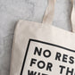 Canvas Tote Bag with ‘No Rest For With the Kid’ Text on a Marble Background