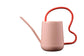 Pink and Red Indoor Watering Can. Scalloped handle and slender spout. 