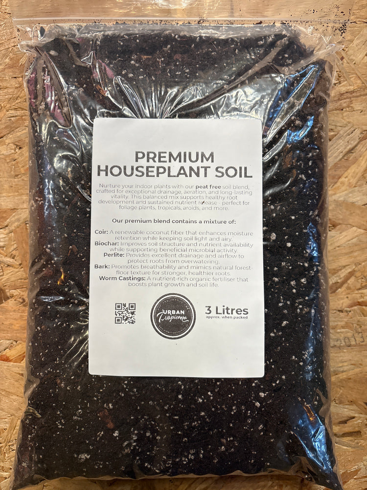 Peat Free Premium Houseplant Soul blend with coir, bio char, perlite, bark and worm castings. 3L bag 