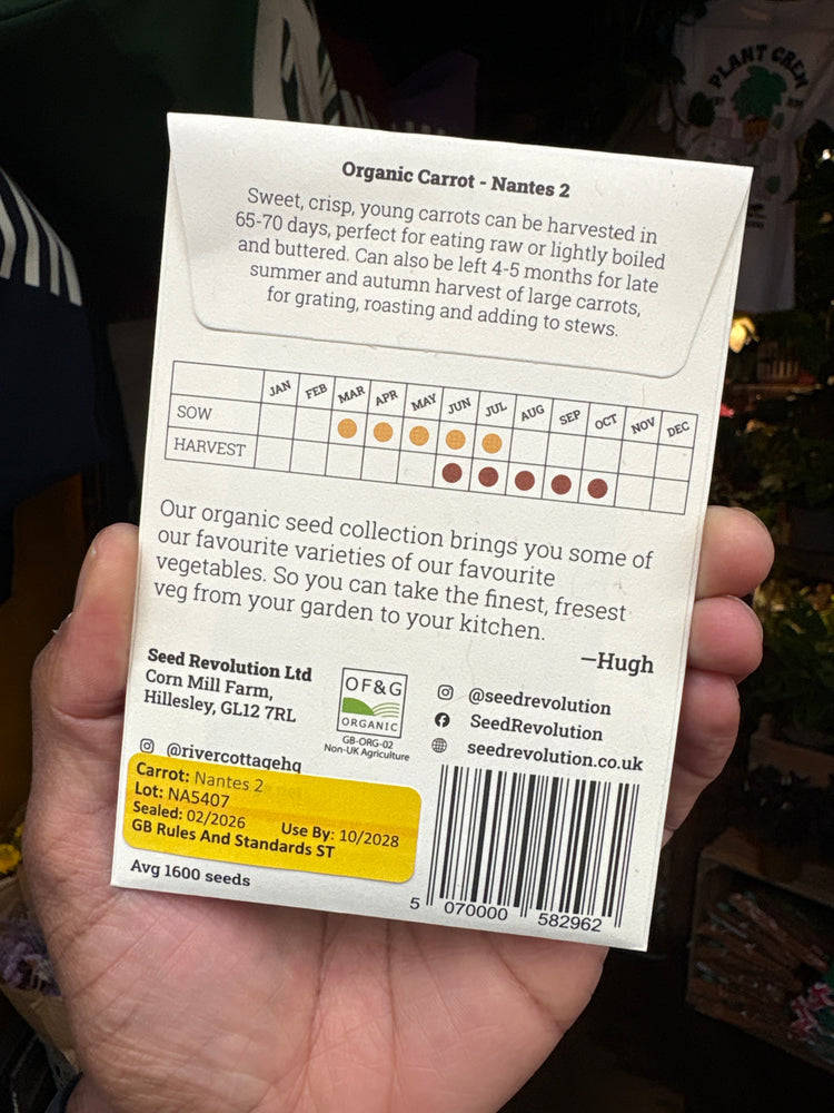 River Cottage organic seed pack outside Urban Tropicana plant shop in Chiswick, London