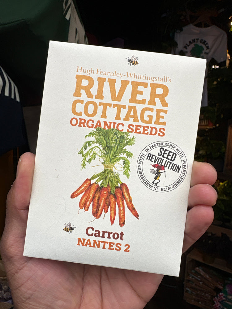River Cottage organic seed pack outside Urban Tropicana plant shop in Chiswick, London