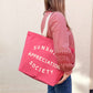 Bright Pink Canvas Tote Bag with ‘Sunshine Appreciation Society’ text on White Background