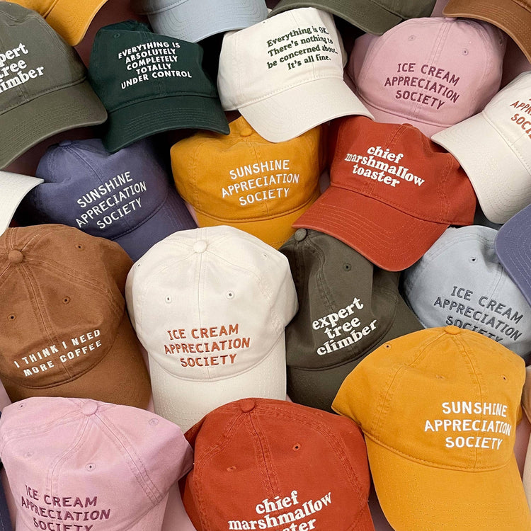 Collection of Graphic Slogan Cotton Baseball Caps
