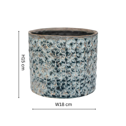 Terni Premium Glaze Ceramic Indoor Planter | Denim Blue | 18cm