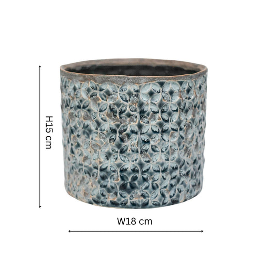 Terni Premium Glaze Ceramic Indoor Planter | Denim Blue