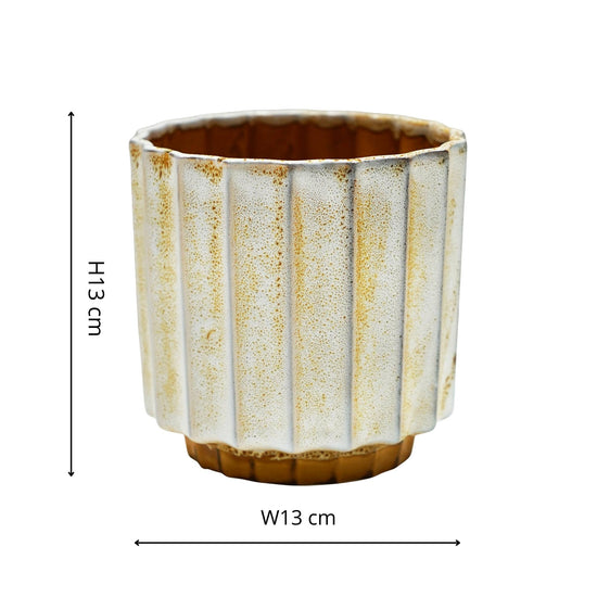 Lugano Scalloped Reactive Planter | Mustard | 13cm