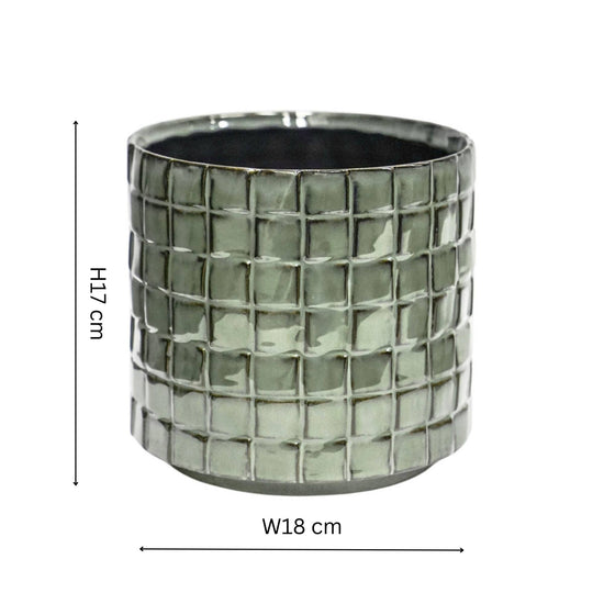 Tarah Textured Glaze Ceramic Indoor Planter | Sage Green