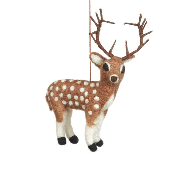 Handmade Felt Stag Biodegradable Hanging Decoration