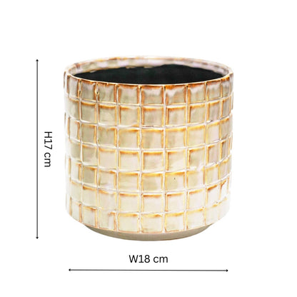 Tarah Textured Glaze Ceramic Indoor Planter | Ivory White | 18cm