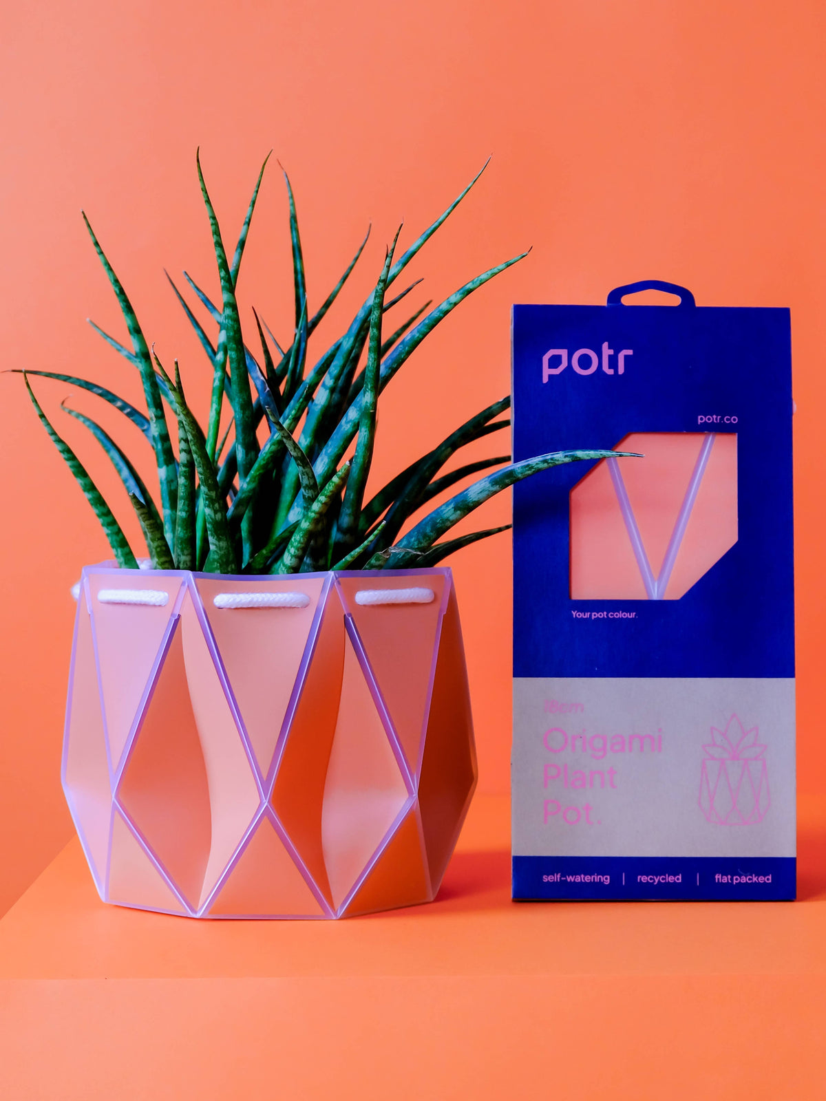 POTR | Coral Orange Self-Watering Plant Pot | 18cm