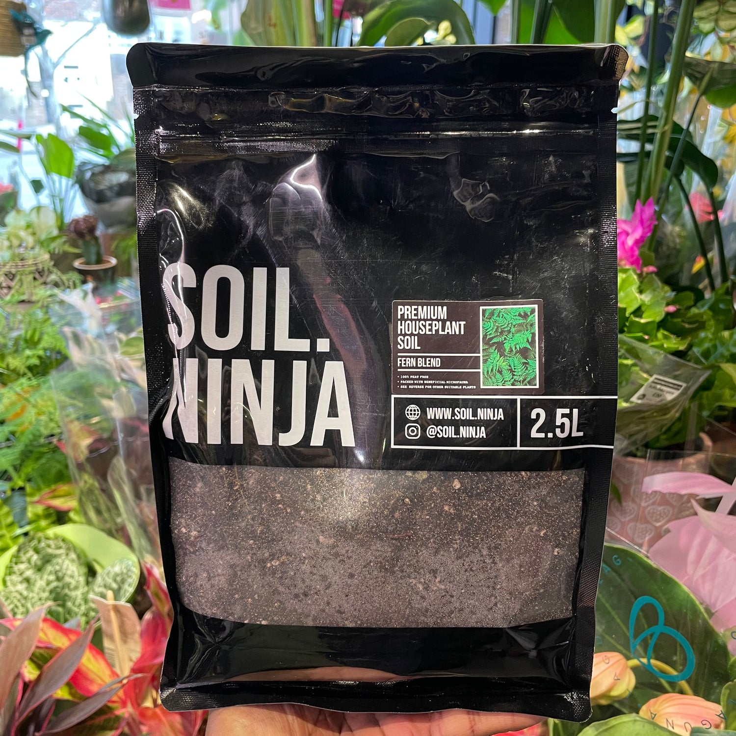 A bag of Soil Ninja | Fern 2.5L in Urban Tropicana’s store in Chiswick, London.
