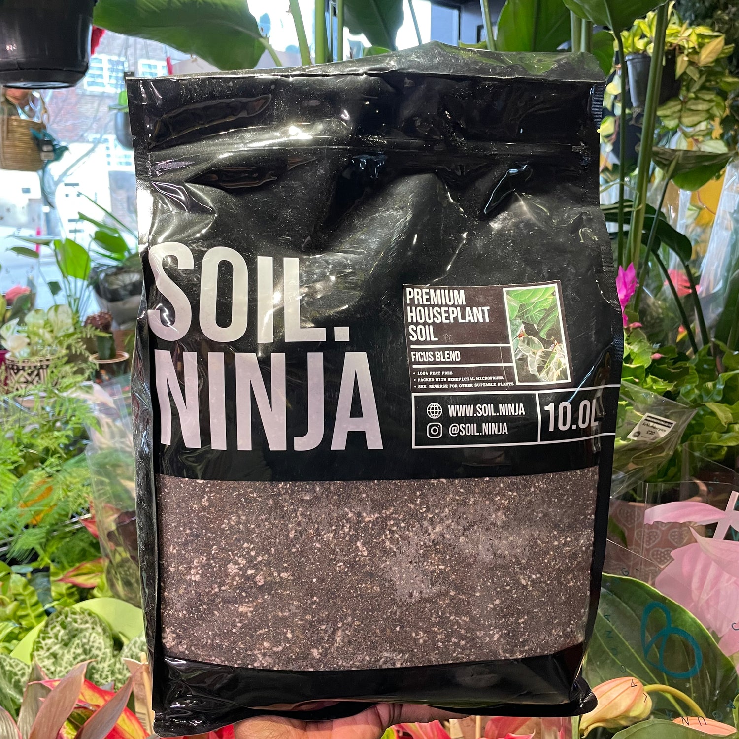 A bag of Soil Ninja | Ficus 10L found in Urban Tropicana’s store in Chiswick, London