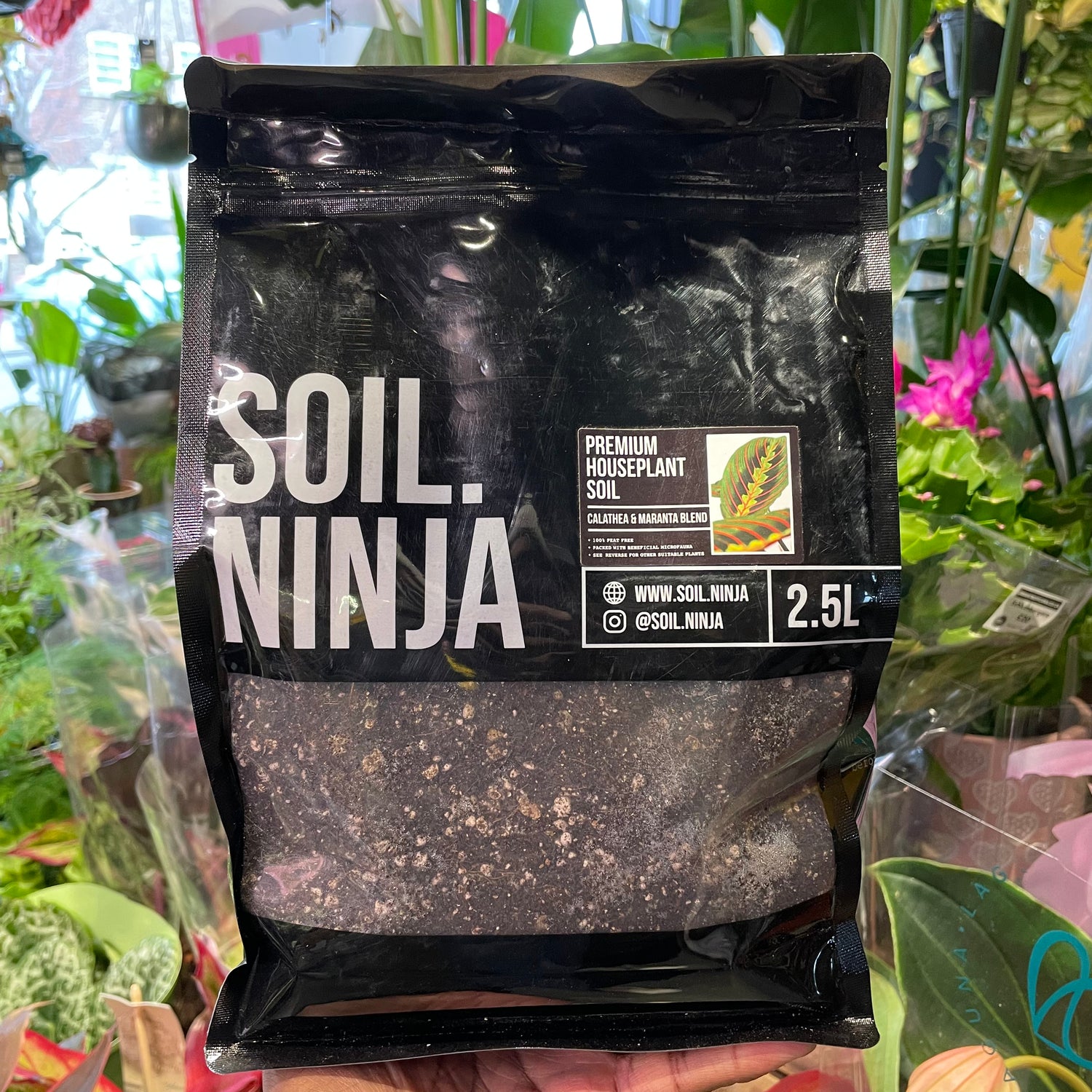 A bag of Soil Ninja | Calathea and Maranta 2.5L in Urban Tropicana’s store in Chiswick, London.