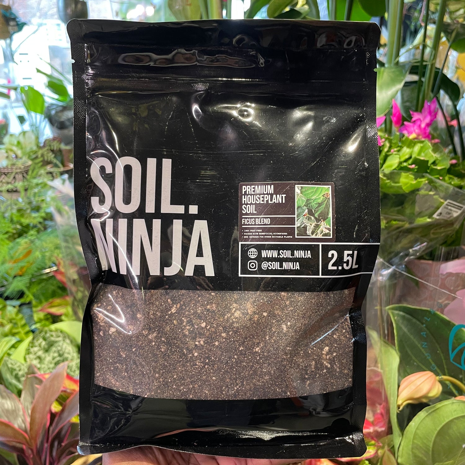 A bag of Soil Ninja | Ficus 2.5L found in Urban Tropicana’s store in Chiswick, London