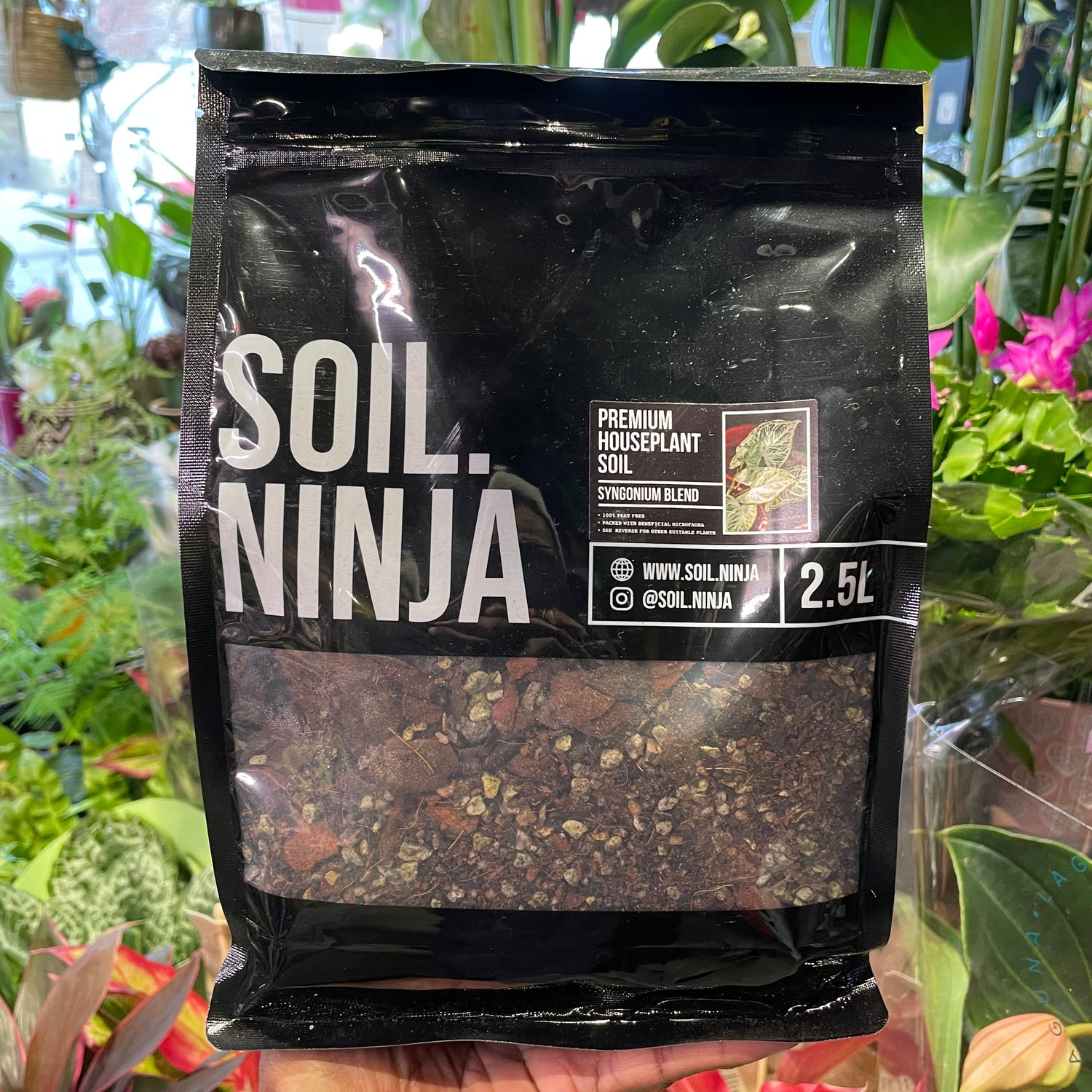 A bag of Soil Ninja | Sygonium 2.5L in Urban Tropicana’s store in Chiswick, London.